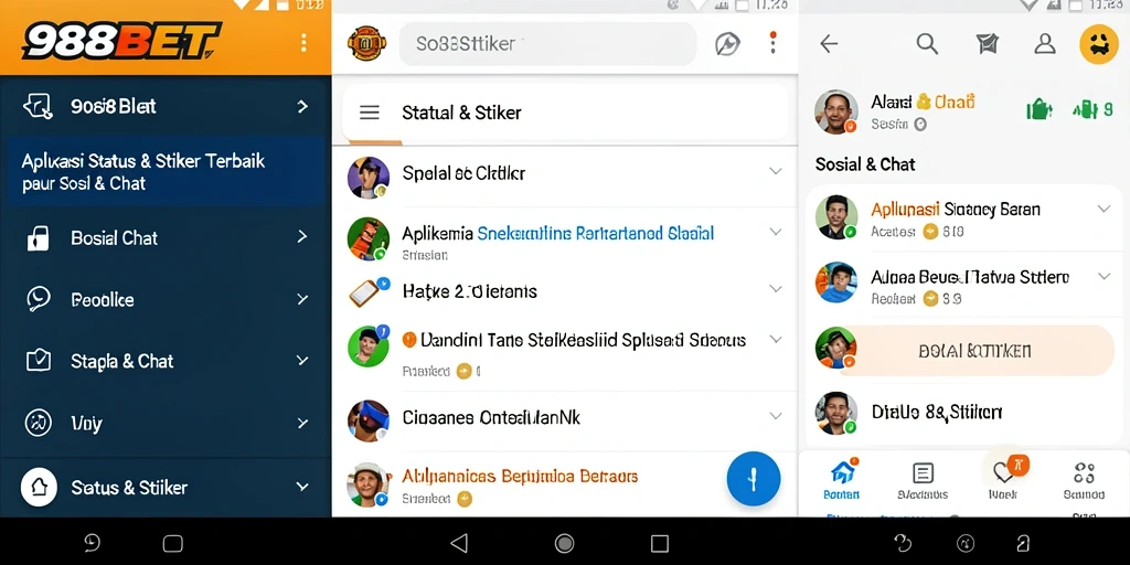 Tampilan antarmuka 988BET yang menarik dengan fitur Status & Stiker.