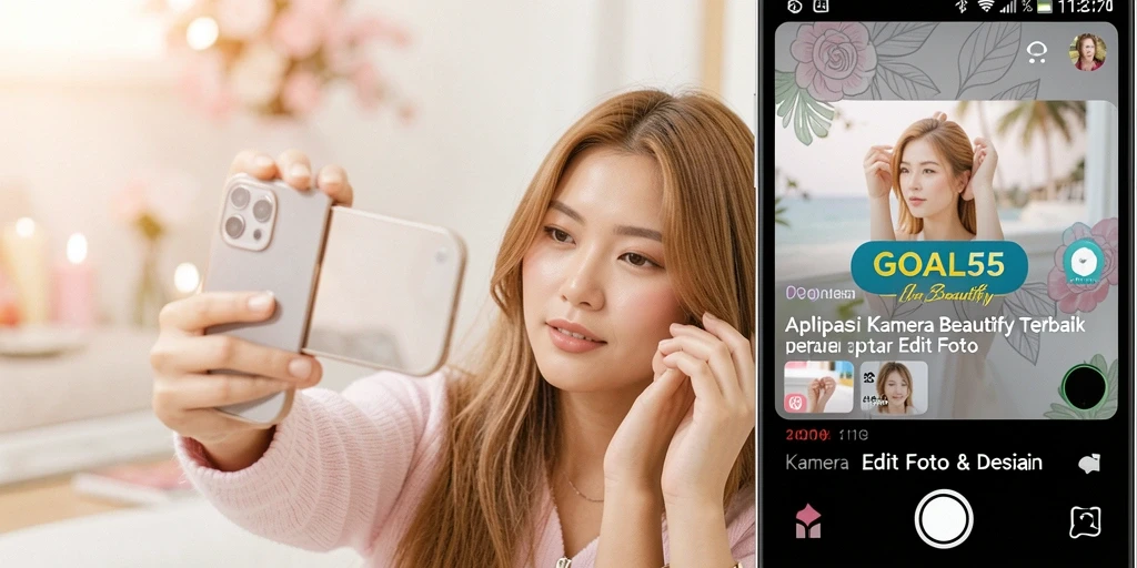 Antarmuka aplikasi GOAL55 yang ramping dan fungsional untuk editing foto.
