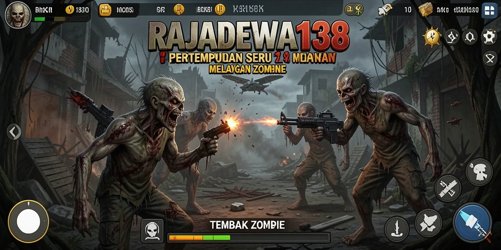 Tampilan antarmuka menarik dengan gameplay Tembak Zombie yang intens.