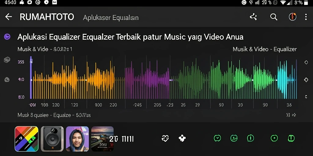 Antarmuka aplikasi RUMAHTOTO dengan fungsi Equalizer yang menarik.